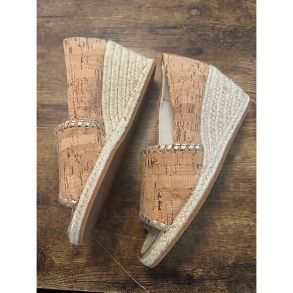 NEW Jack Rodgers Palmer Espadrille Peep Toe Wedges Tan Size 6 M - Picture 2 of 4